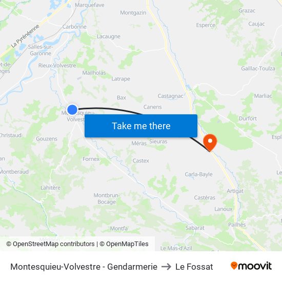 Montesquieu-Volvestre - Gendarmerie to Le Fossat map