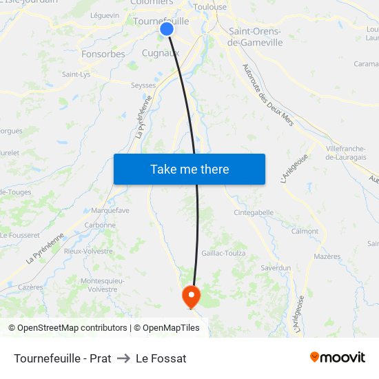Tournefeuille - Prat to Le Fossat map