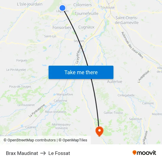 Brax Maudinat to Le Fossat map
