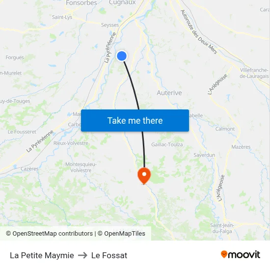 La Petite Maymie to Le Fossat map