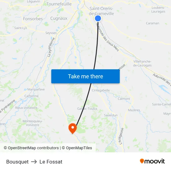 Bousquet to Le Fossat map