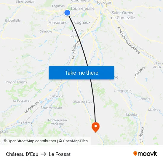 Château D'Eau to Le Fossat map
