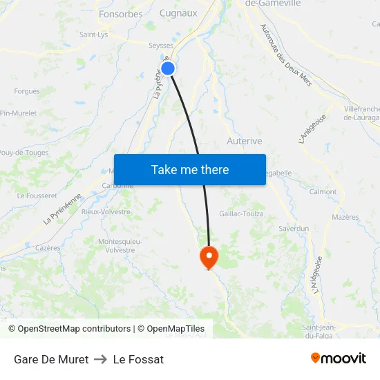 Gare De Muret to Le Fossat map