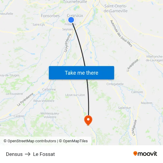 Densus to Le Fossat map