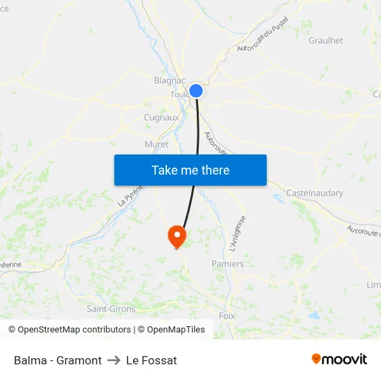 Balma - Gramont to Le Fossat map