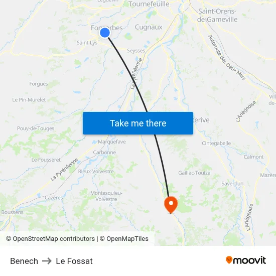 Benech to Le Fossat map