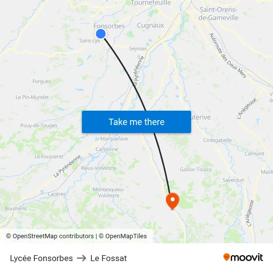 Lycée Fonsorbes to Le Fossat map