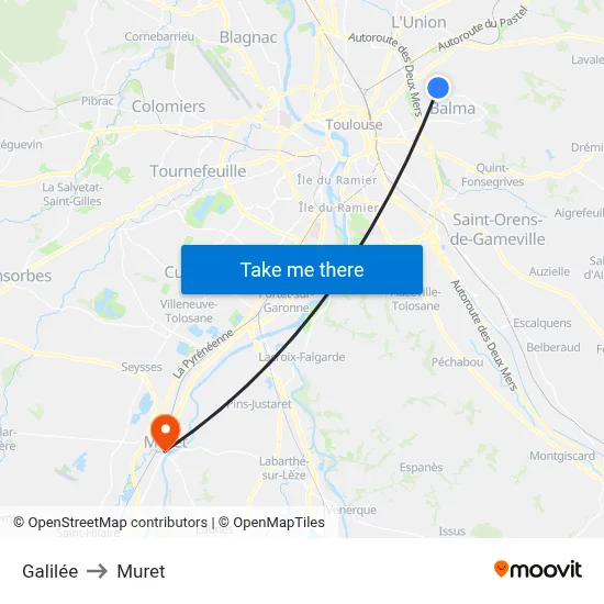 Galilée to Muret map