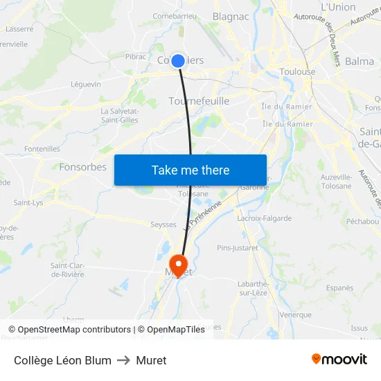 Collège Léon Blum to Muret map