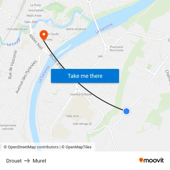 Drouet to Muret map