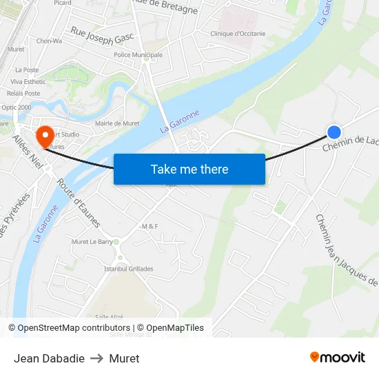 Jean Dabadie to Muret map
