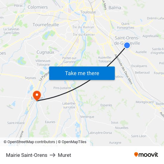Mairie Saint-Orens to Muret map