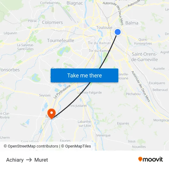 Achiary to Muret map