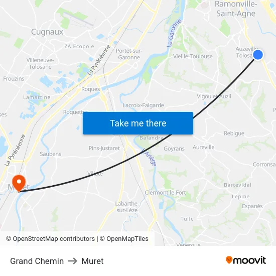 Grand Chemin to Muret map