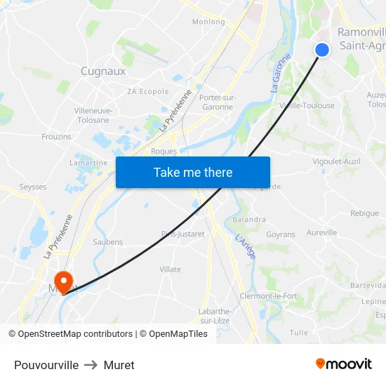 Pouvourville to Muret map