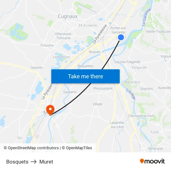 Bosquets to Muret map