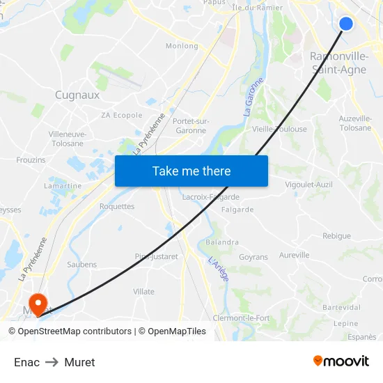 Enac to Muret map