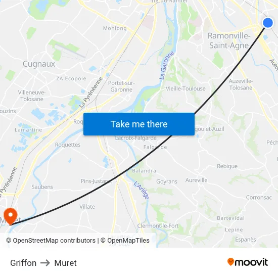 Griffon to Muret map
