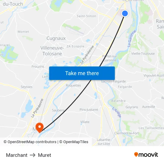 Marchant to Muret map