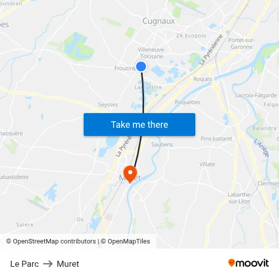 Le Parc to Muret map