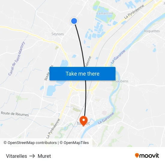 Vitarelles to Muret map