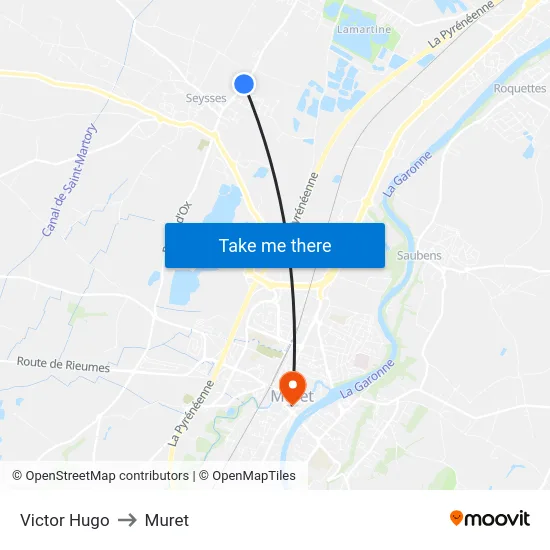 Victor Hugo to Muret map