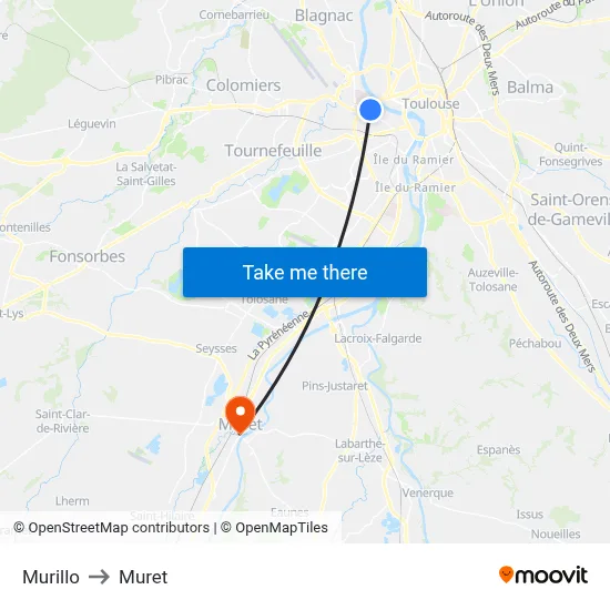 Murillo to Muret map