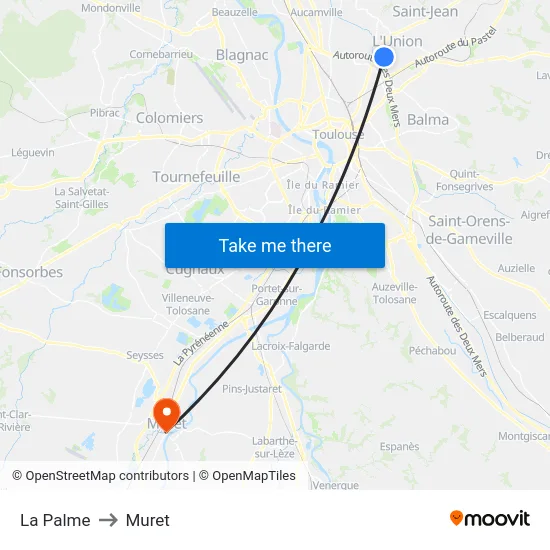 La Palme to Muret map