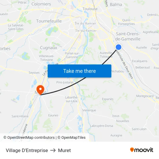 Village D'Entreprise to Muret map