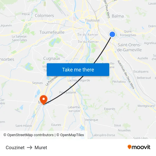 Couzinet to Muret map