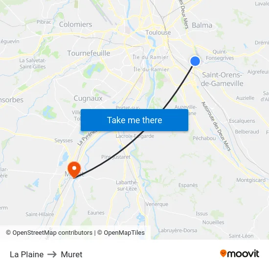 La Plaine to Muret map
