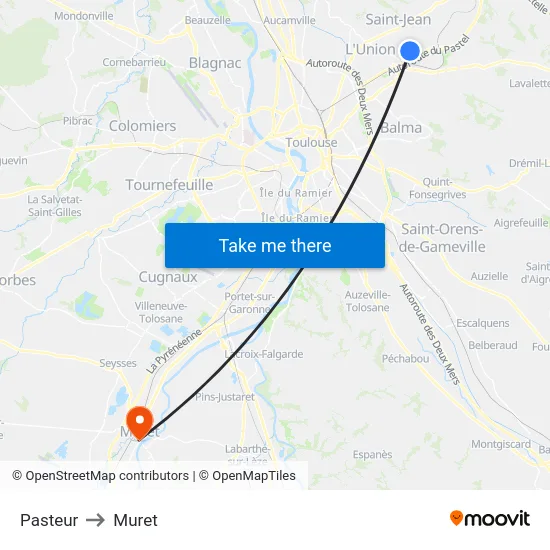 Pasteur to Muret map