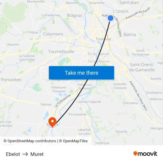 Ebelot to Muret map