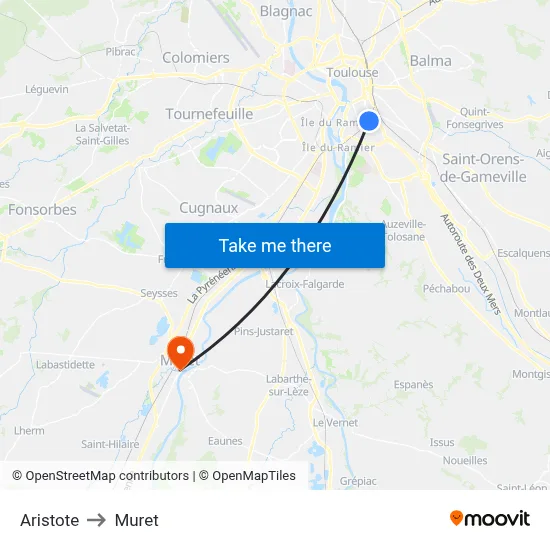 Aristote to Muret map