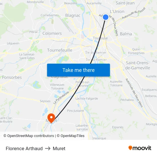 Florence Arthaud to Muret map