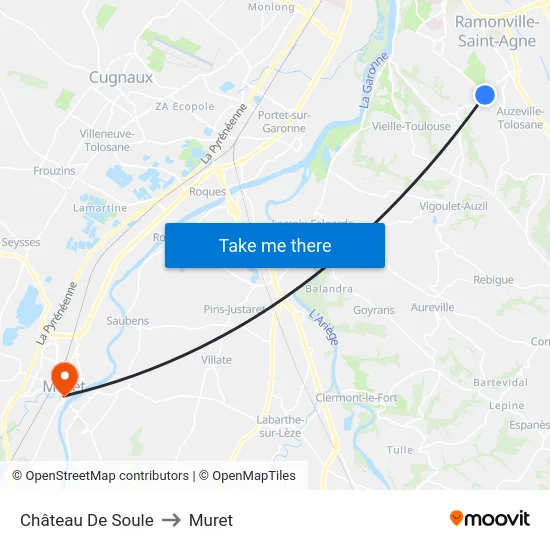 Château De Soule to Muret map
