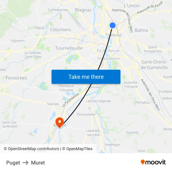 Puget to Muret map