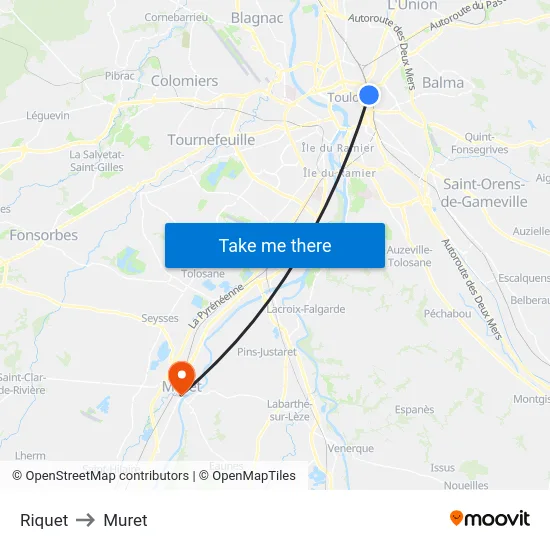 Riquet to Muret map