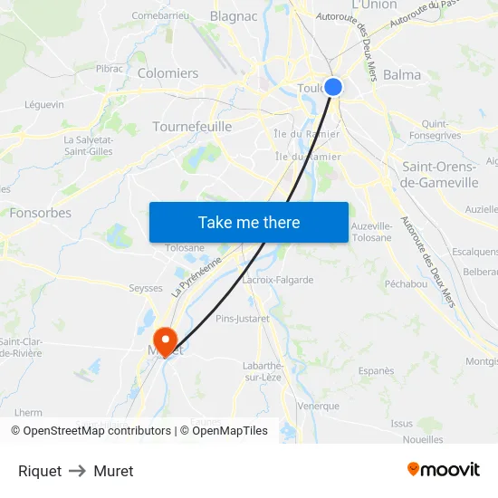 Riquet to Muret map