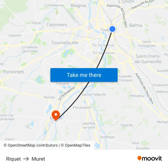 Riquet to Muret map