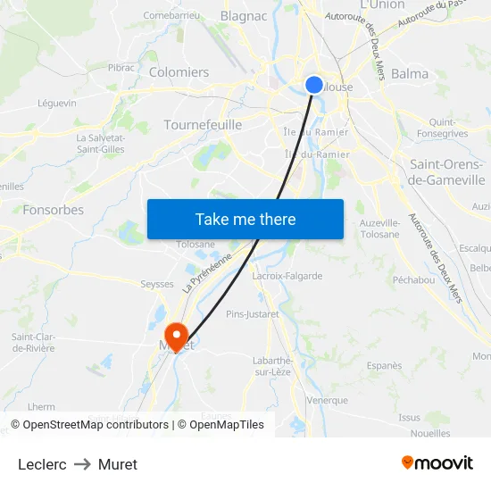 Leclerc to Muret map