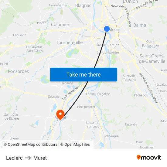 Leclerc to Muret map