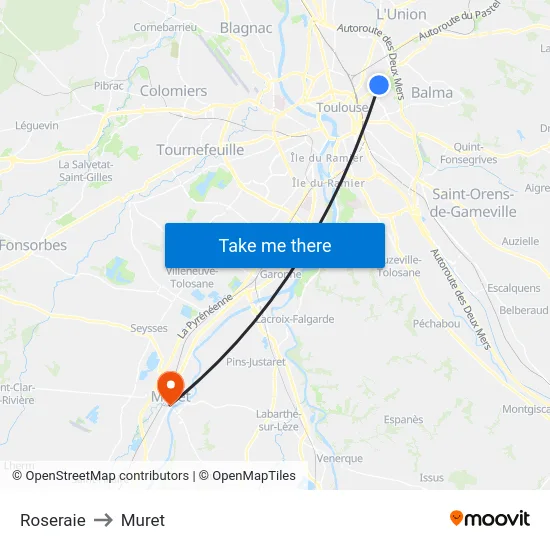 Roseraie to Muret map