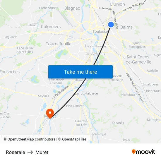 Roseraie to Muret map