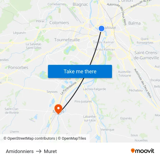 Amidonniers to Muret map