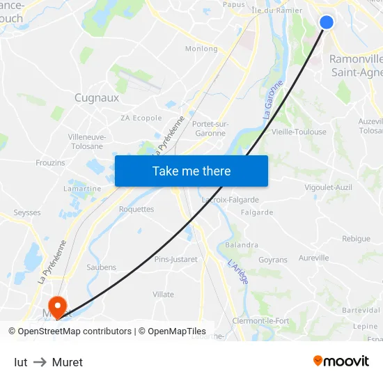 Iut to Muret map