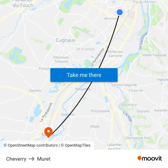 Cheverry to Muret map