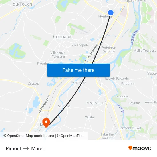 Rimont to Muret map