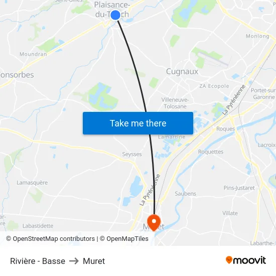 Rivière - Basse to Muret map