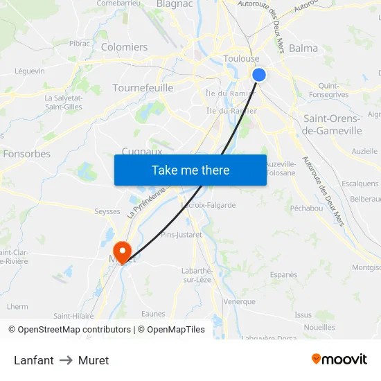 Lanfant to Muret map